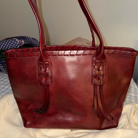 Brown Red FRYE Layla Concho Shopper Tote Bag - Picture 5 of 13